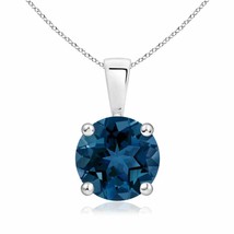 Angara Natural 8mm London Blue Topaz Pendant Necklace in 14K White Gold - £349.34 GBP