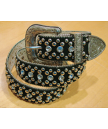Guess Womens Black Studded Rhinestones Embossed Metal Buckle Size M 925121 - £21.43 GBP