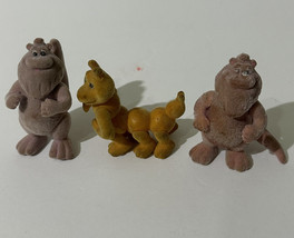 1986 Teddy Ruxpin 3&quot; Flocked Figure Lot of 3 ,Grubby, 2x Wooly What&#39;s-It - £11.40 GBP
