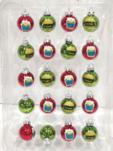 Christmas MINI Glass Cheeseburger &amp; Fries Red Green Ornaments 1&quot; Set of 20 - $26.72