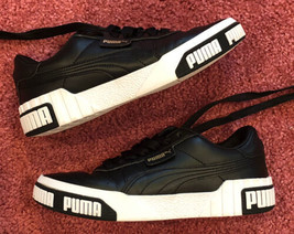 PUMA Cali Bold Women’s Black Leather Sneakers Low Top USA 6.5 M Used In VGC - $39.59