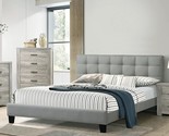 Poundex Grey Fabric Upholstered Bed, Full Size - $336.99
