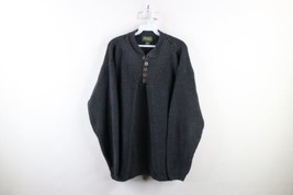 Vtg 90s Eddie Bauer Mens 2XL Faded Heavyweight Ribbed Knit Henley Sweater USA - £50.39 GBP
