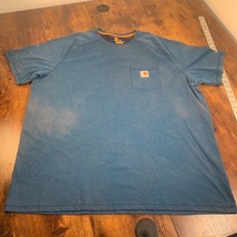 Carhartt Short Sleeve Shirt Men&#39;s 2XL Relaxed Fit Blue (DISCOLORATION) - £7.74 GBP