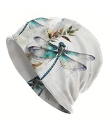 Beanie Colorful Dragonfly on White Stretchy Spandex/Polyester Blend - $213.82 MXN