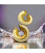 Vintage Edgar Berebi Blue creme Enamel Swirl Gold Tone Earrings - $35.54 CAD