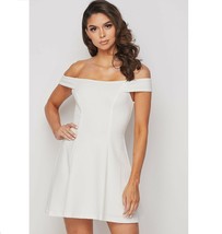 Teeze Me Junior Womens 9/10 White Off The Shoulder Lined Fit Flare Dress NWT - £16.28 GBP