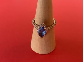 Bomb Party RBP2717 LC Blue Crystal &amp; White Topaz on Rose Gold Sz 10 Ring NWT - £17.67 GBP