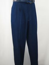 Men Denim Suit Royal Diamond 3 Piece vested Wide Leg Pleated Pants Den10 Blue image 2