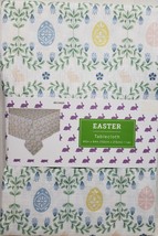 Printed Fabric Cotton Tablecloth,60&quot;x84&quot; Oblong,EASTER BUNNIES &amp; EGGS TO... - £19.70 GBP