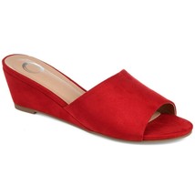 Journee Collection Women Wedge Heel Slide Sandals Pavan Size US 8.5M Red Fabric - £15.55 GBP
