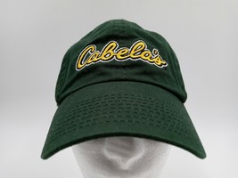 Baseball Cap Cabela&#39;s Green Hat Embroidered Yellow Logo Adjustable Back - £8.07 GBP