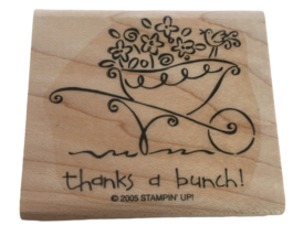 Stampin Up Rubber Stamp Thanks a Bunch Wheelbarrow Flowers Thank You Card Pun - £3.18 GBP