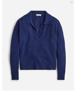 New J Crew Women Navy Collar V-neck Sweater S M Super Soft Yarn Wool Lon... - £35.65 GBP
