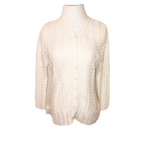 New Soft Surroundings White Cable Knit Lightweught Cotton Blend Cardigan Size L - £15.97 GBP