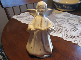 Angel with Hymnal-Musical-&quot;Silent Night&quot;-Schmid Bros-Porcelain-Japan-1970&#39;s - £15.66 GBP