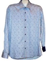 Bertigo Blue White  Dot Cotton Stylish Men&#39;s Dress Shirt Size XL - $93.09
