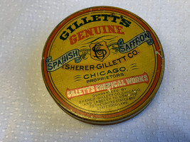 Vtg Gillett&#39;s Genuine Spanish Saffron Spice Tin Sherer Gillett Co. Owl o... - $49.95