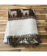 peru blanket ABA Textiles Large Throw 73 X 64” Alpaca Wool Brown Cream F... - $104.49