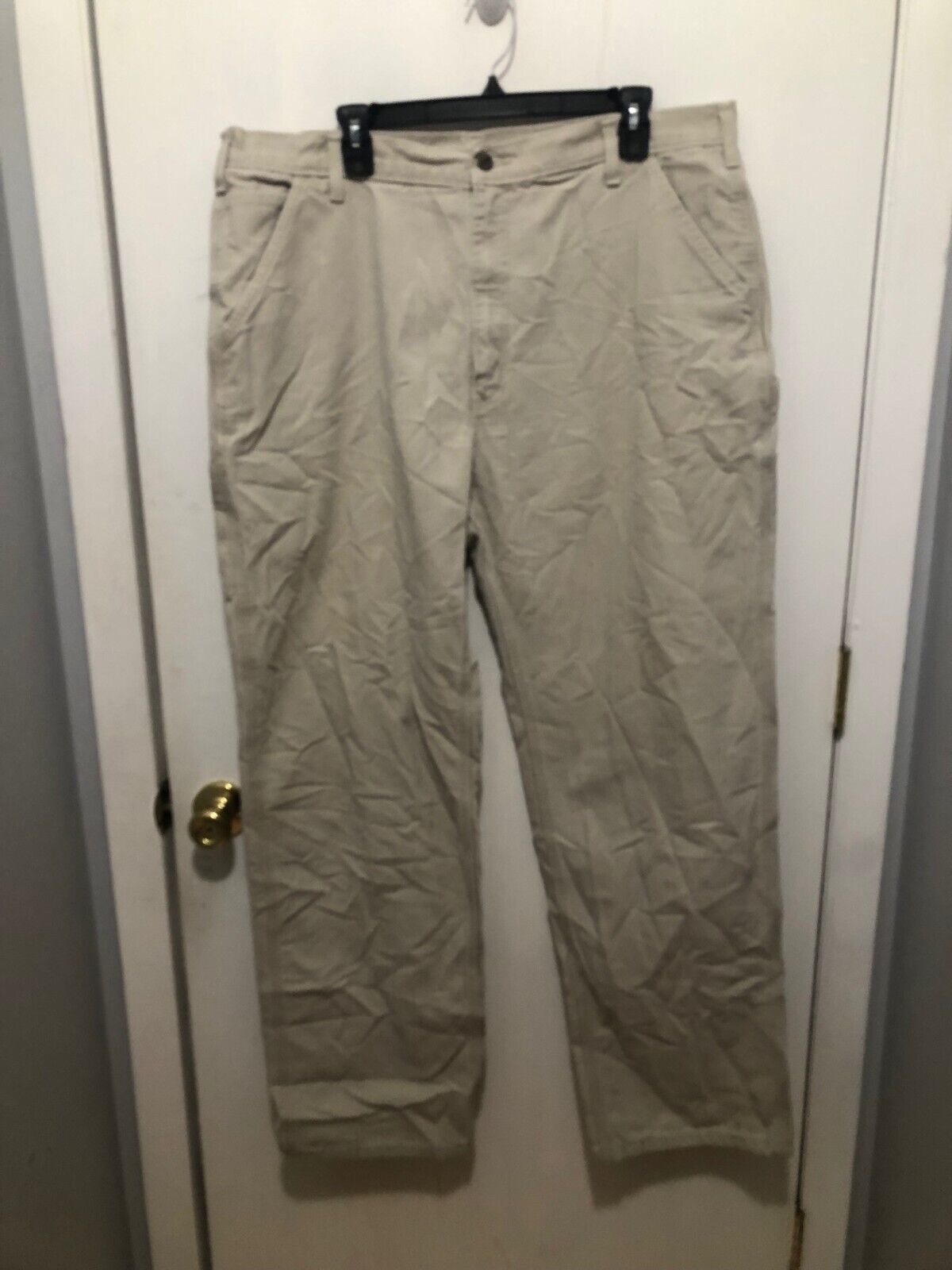 Primary image for Carhartt Mens Carpenter Cargo Heavyduty Pants Tag 40X34 Actual is 38X33 Beige