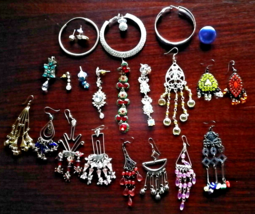 Single Earrings Lot Pierced Jewelry Rhinestone Women India Vintage Boho ... - $25.98