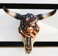 Western Marine Patriotic US Flag American Bald Eagle Cow Skull Wall Decor - £22.52 GBP