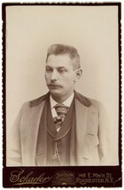 Circa 1890&#39;S Cabinet Card Man Short Hair Mustache Suit Schaefer Rochester, Ny - £9.66 GBP