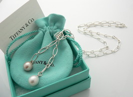 Tiffany & Co Pearl Necklace Tassel Oval Link Wrap Chain Charm Love Gift Pouch - $1,298.00