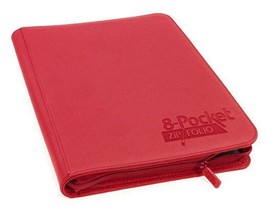 Ultimate Guard 8 Pocket Zipfolio Xenoskin Card Binder, Red - $64.99