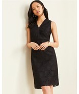 New Ann Taylor Black Floral Lace Sleeveless V-neck Piped Sheath Dress 2 4 - £63.74 GBP