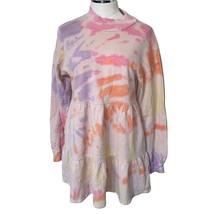 Wild Fable Tie Dye Tiered Mock neck Multicolored Peach Dress w/pockets N... - $22.66