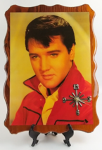 60s Elvis Presley the King Lacquered Wood Wall Clock Plaque Red Jacket 22&quot; WORKS - £58.32 GBP
