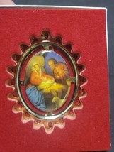 Vtg Christmas Ornament Metal Nativity In Box Priests Of The Sacred Heart - £11.39 GBP