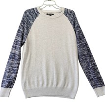 21men Men&#39;s Sweater Gray Preppy Blue Raglan Long Sleeve Crew Cotton Knit... - $11.70