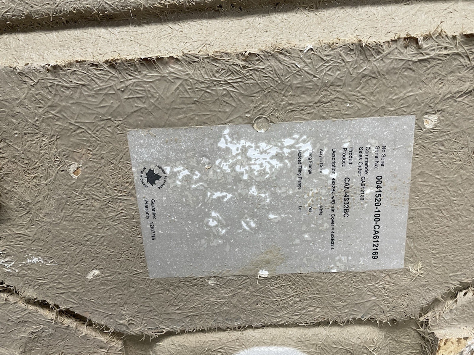 Caml-Tomlin Shower Pan 48" W x 32" Center Drain Cover Molded tiline Flange Left Item image 9