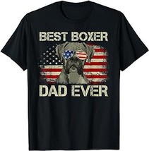 Best Boxer Dad Ever Tshirt Dog Lover American Flag Gift T-Shirt - £12.59 GBP+