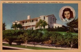 Jane Withers Home Westwood Village Los Angeles California Linen Postcard... - £4.66 GBP