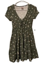 No Boundaries Juniors Babydoll Dress; Green White Daisies Floral, XS (1) - £10.10 GBP