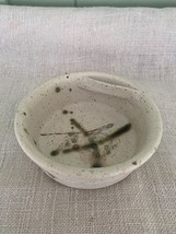 Studio Art Pottery Bowl Dish w/ spoon rest, Light Gray,  Signed Hand Mad... - £9.74 GBP