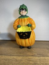 Pumpkin Boy Costume Trick or TreatFigure 11&quot; x 5&quot; Halloween HTF Department 56 - £31.36 GBP