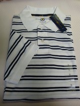 New Club Room Men&#39;s Estate Polo Short Sleeve Shirt White W/ Navy Stripes Small - £15.86 GBP
