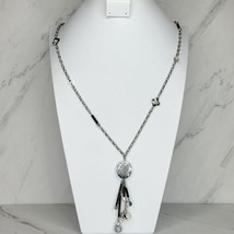 Chico's Inkblot Beaded Tassel Silver Tone Pendant Necklace - $19.79
