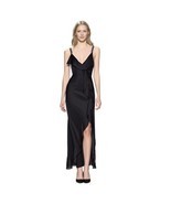 For Love &amp; Lemons Black Ruffle Open Front Satin Slip Dress Size XS - $168.51 CAD