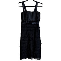Neslay Paris Black Sleeveless Shift Knee length Dress Layered Smoked Back Black - £11.94 GBP