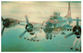 Mural showing B 17G Flying Fortresses Eighth Air Force Airplane Postcard - $7.87