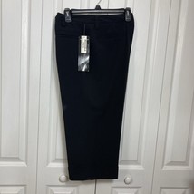 Larry Levine Stretch Sz 14 Black Dress Cropped Pants Cuffed Hem Pockets - $19.99
