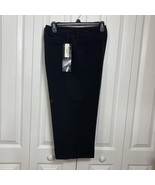 Larry Levine Stretch Sz 14 Black Dress Cropped Pants Cuffed Hem Pockets - $376.05 MXN
