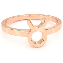 Taurus Zodiac Sign Ring In Solid 10k Rose Gold - £133.53 GBP