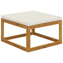 Footrest with Cream White Cushion Solid Wood Acacia - £63.97 GBP