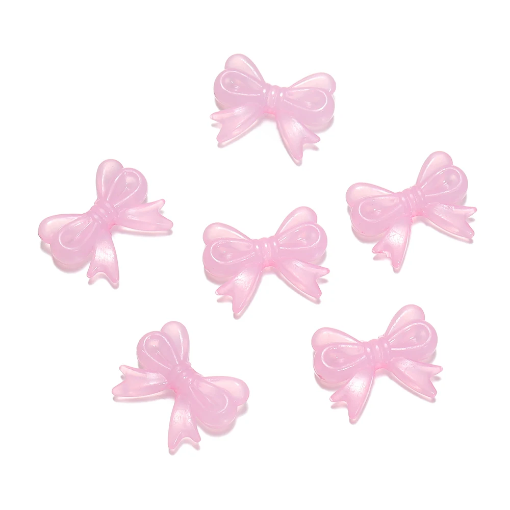 30Pcs/Lot 14x18mm Bowknot Transparent Bow Spacer Beads Earrings -Light Pink - $1.72